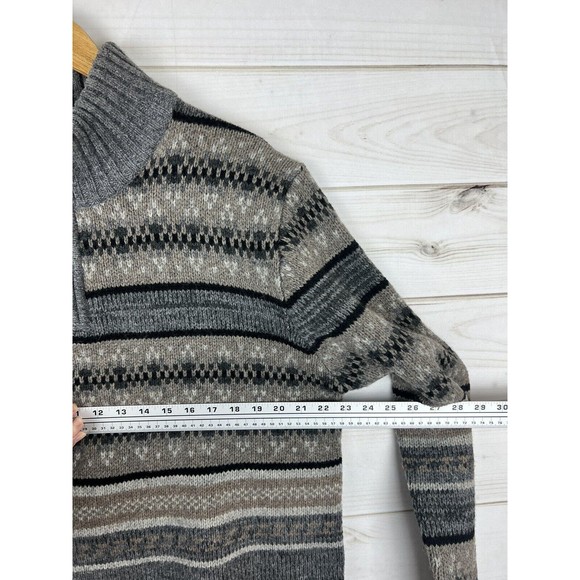 Sundance Sweater Mens XL Lambswool 1/4 Zip Pullover Geometric Fair Isle - Picture 4 of 6